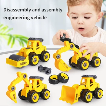 4DB Mérnöki Jármű Játékok Gyerekeknek DIY Csavar Építési Kotrógép Traktor Modell Autó Fiúk Játékok Ajándék
