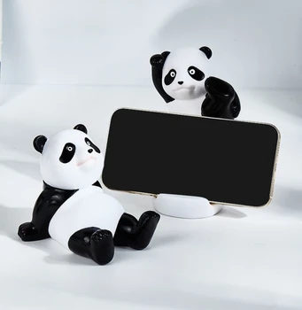 Belső Egyetemes Sejt Mobiltelefon Panda Figurák Tartót Modern Műgyanta Szobor Szobor Otthoni Irodai Asztal Dekoráció