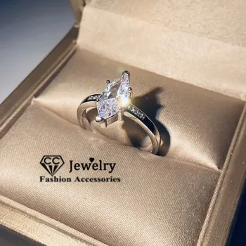 CC jegygyűrűt A Nők Ló Szeme Cirkónia Kő Gyűrű, Menyasszonyi Eljegyzési Finom Ékszerek Temperamentum Bijoux Femme CC3197