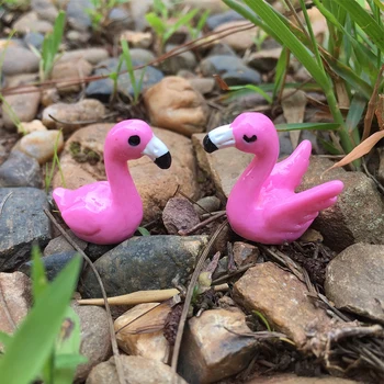 Készlet 5 Aranyos Mini Gyanta Flamingo Miniatűr Figurákat, Aranyos Tündér Kert, Állatok, Mikro Moss Táj DIY Jármű Dekoráció