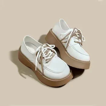 Retro Női Cipő, Brit Stílus Kis Bőr Cipő Tavasszal Diák Nagy Lábujj Egyetlen Cipő, Platform Cipő, Divat