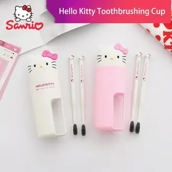 Sanrio Hello Kitty Fogkefe Szájvíz Kupa Meghatározott Szabályozott Menj Ki A Hordozható Puha Szőrme Többfunkciós Mosás Kupa Egyszerű Barát Ajándék