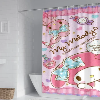 Sanrio Mymelody aranyos Rajzfilm Fürdőszobában Zuhanyzó Függöny Anime JK Lolita Vízálló Mildewproof Fürdő Függöny 12 Horgok Ajándékok